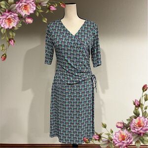 Fake wrap short sleeve dress‎